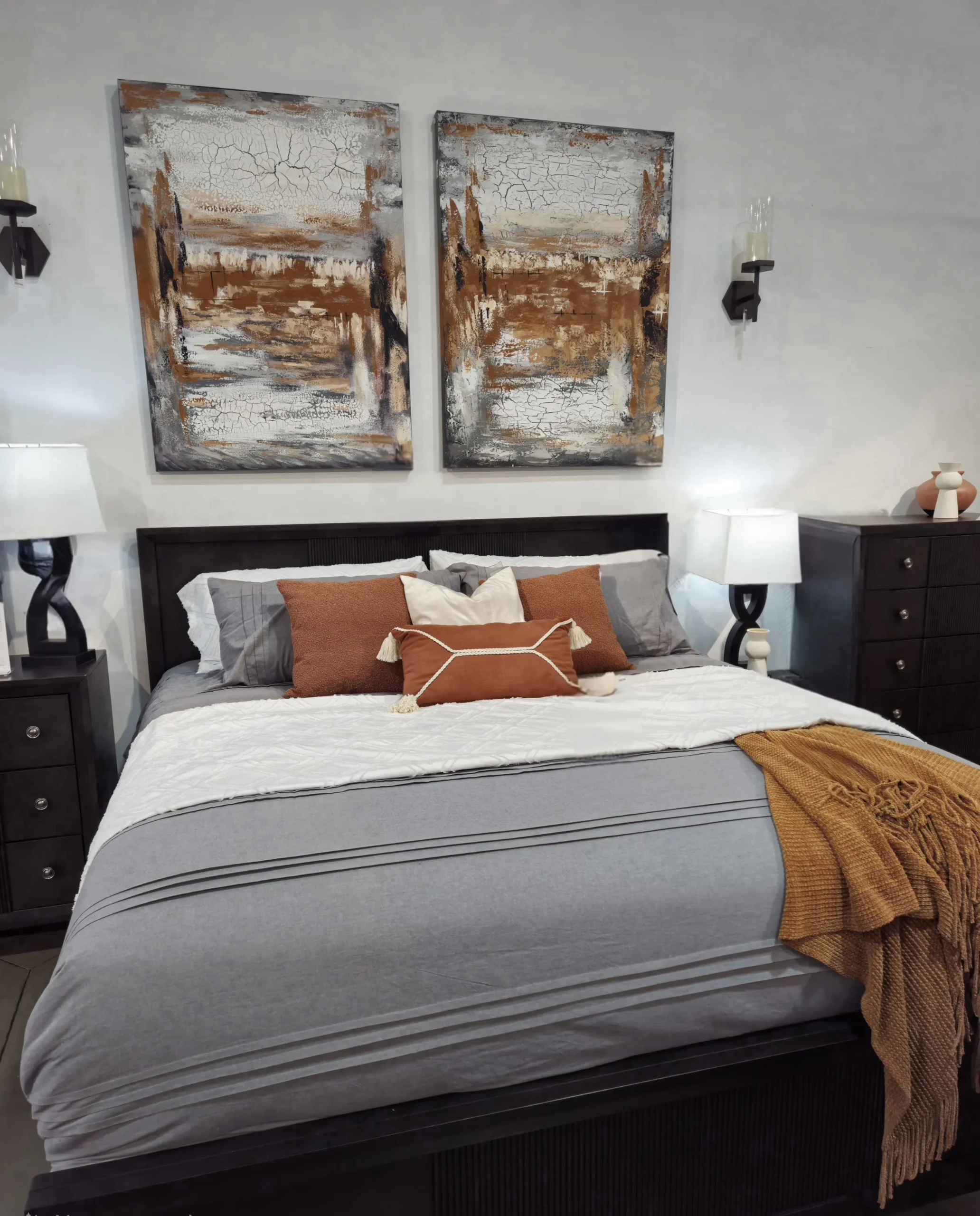 Bedroom wall twin paintings